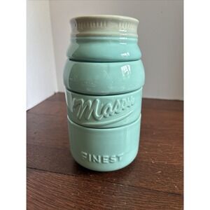 Sparrow Decor Mason Jar Finest Measuring Cups - Set Of 4 Ceramic Blue Green
